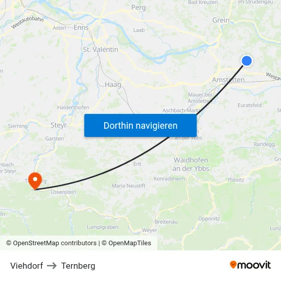 Viehdorf to Ternberg map