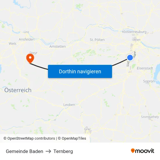 Gemeinde Baden to Ternberg map