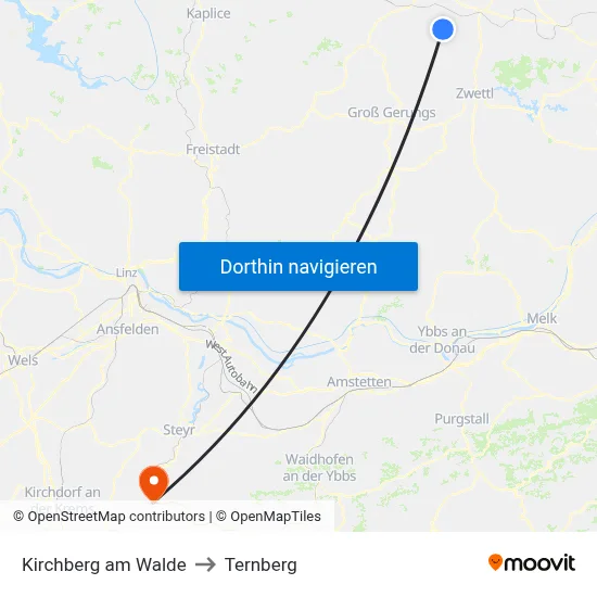 Kirchberg am Walde to Ternberg map