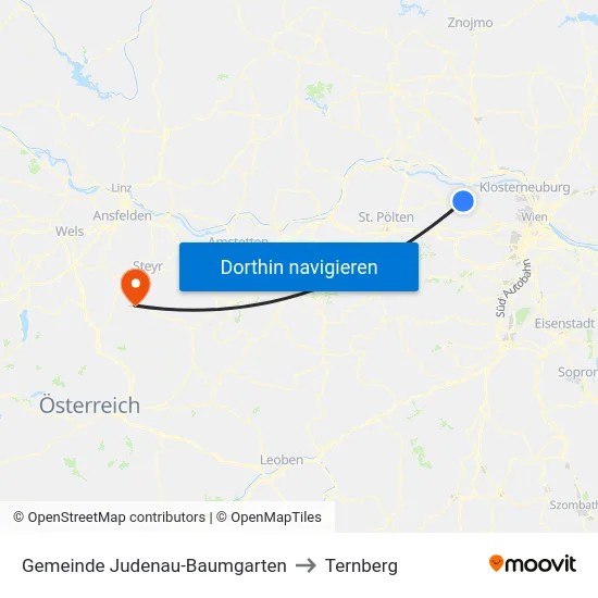 Gemeinde Judenau-Baumgarten to Ternberg map
