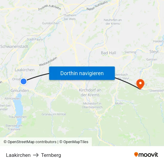Laakirchen to Ternberg map