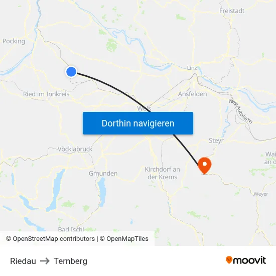 Riedau to Ternberg map