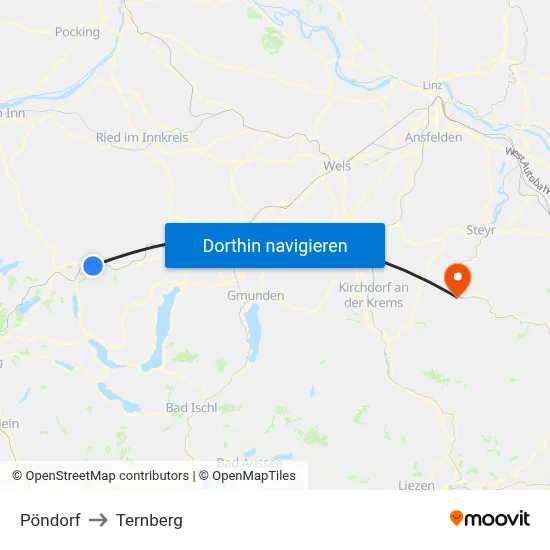 Pöndorf to Ternberg map