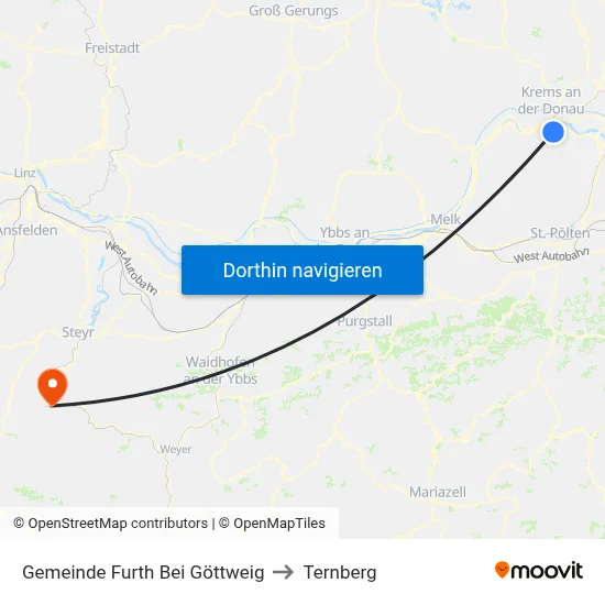 Gemeinde Furth Bei Göttweig to Ternberg map
