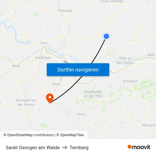 Sankt Georgen am Walde to Ternberg map