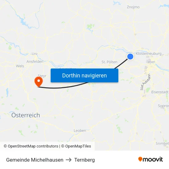 Gemeinde Michelhausen to Ternberg map