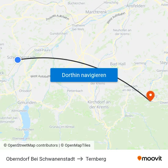 Oberndorf Bei Schwanenstadt to Ternberg map