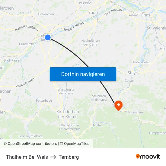 Thalheim Bei Wels to Ternberg map