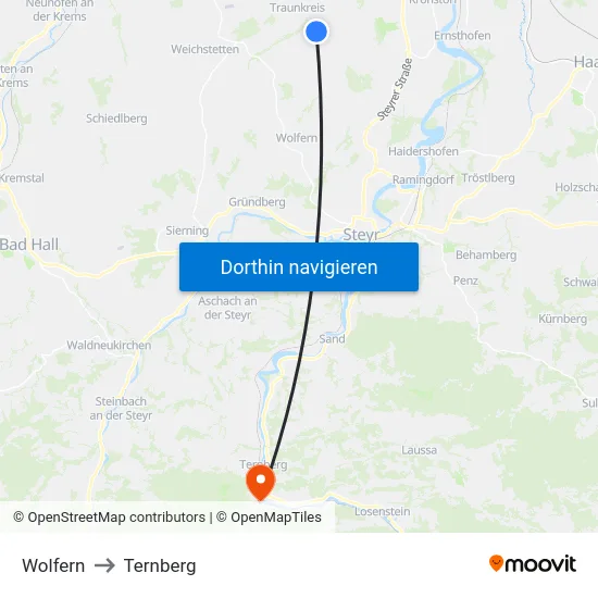 Wolfern to Ternberg map