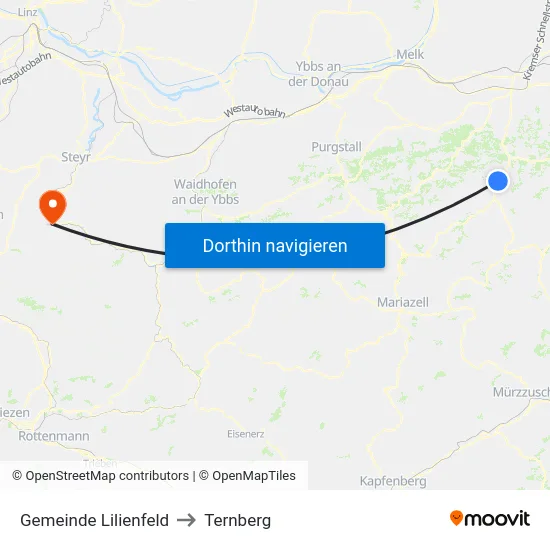 Gemeinde Lilienfeld to Ternberg map