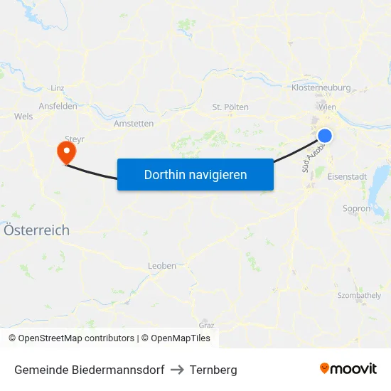 Gemeinde Biedermannsdorf to Ternberg map