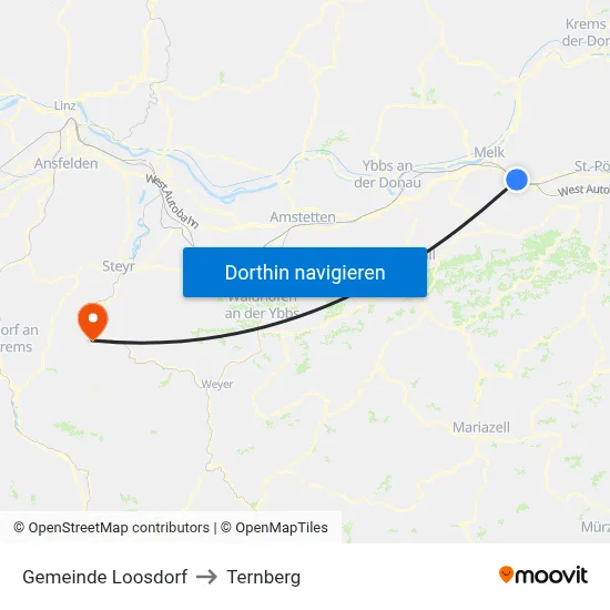 Gemeinde Loosdorf to Ternberg map