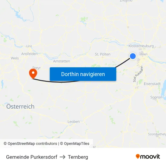 Gemeinde Purkersdorf to Ternberg map
