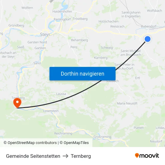 Gemeinde Seitenstetten to Ternberg map