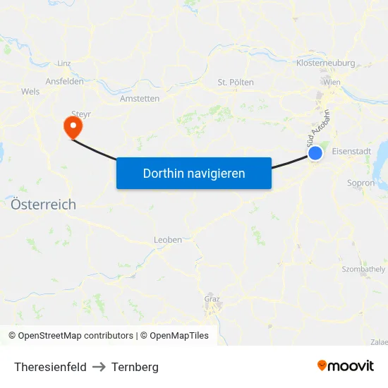 Theresienfeld to Ternberg map