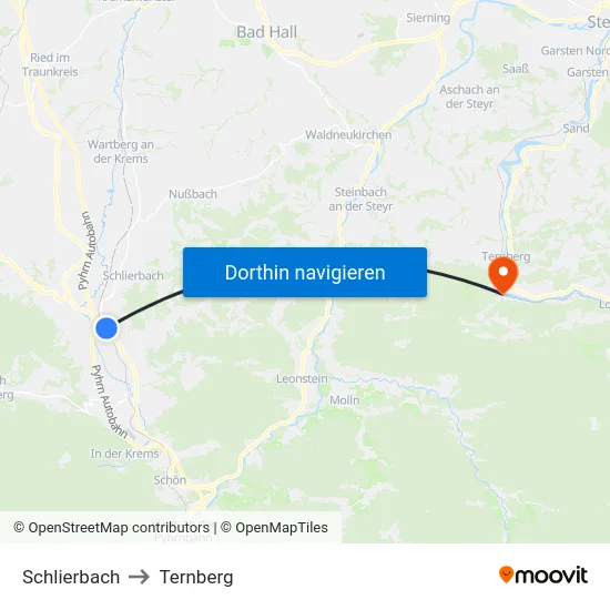 Schlierbach to Ternberg map