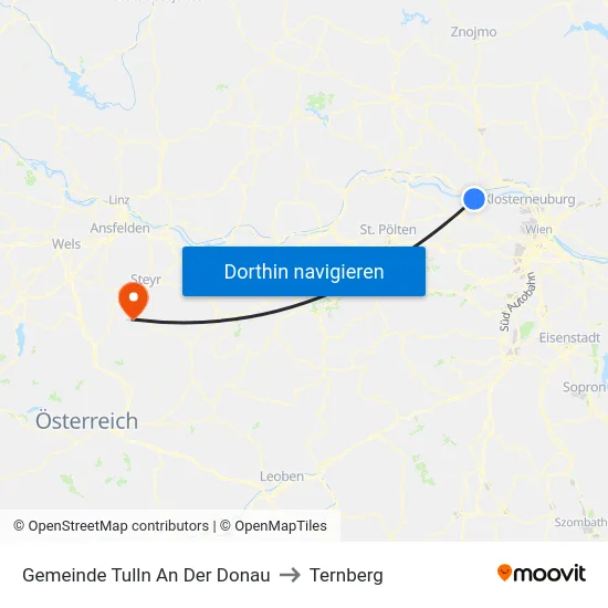 Gemeinde Tulln An Der Donau to Ternberg map