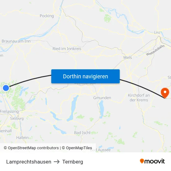 Lamprechtshausen to Ternberg map