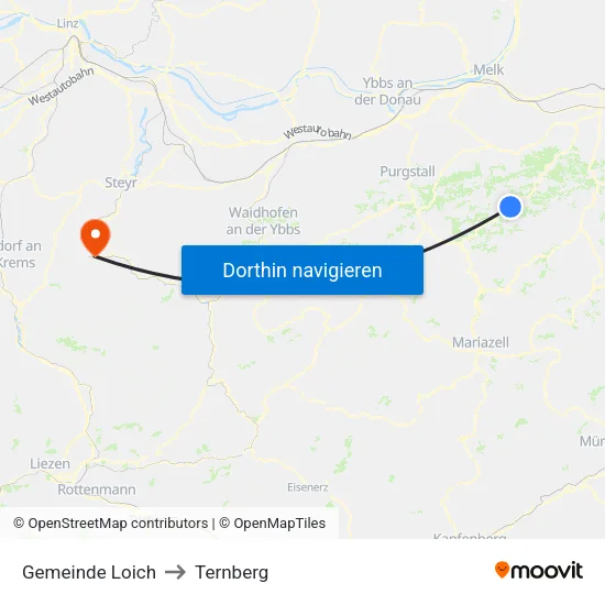 Gemeinde Loich to Ternberg map