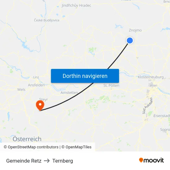 Gemeinde Retz to Ternberg map