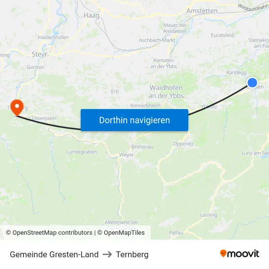 Gemeinde Gresten-Land to Ternberg map