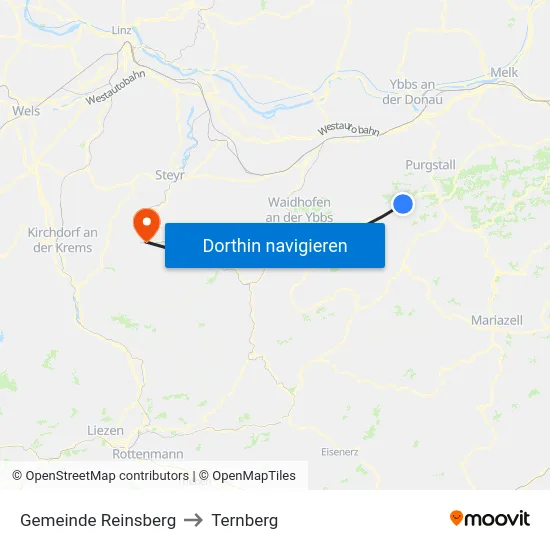 Gemeinde Reinsberg to Ternberg map