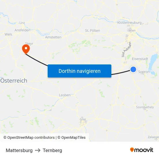 Mattersburg to Ternberg map