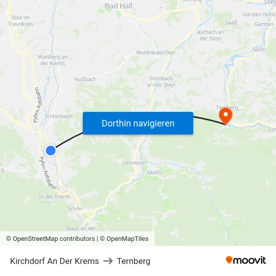 Kirchdorf An Der Krems to Ternberg map