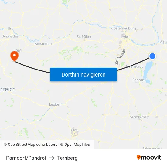Parndorf/Pandrof to Ternberg map