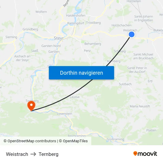 Weistrach to Ternberg map