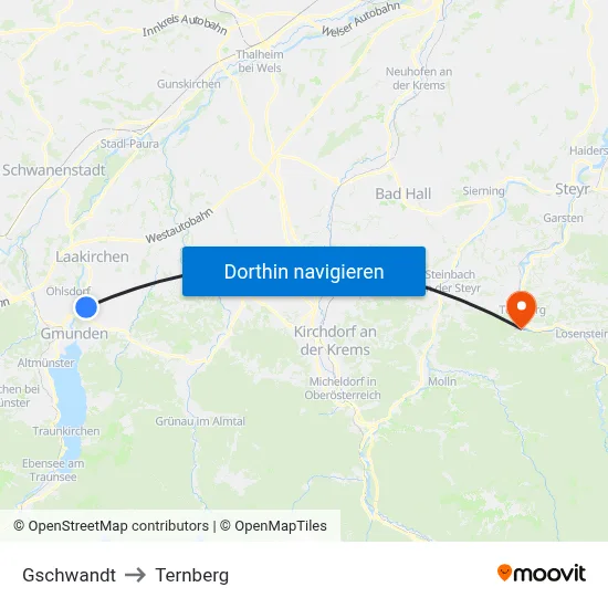 Gschwandt to Ternberg map