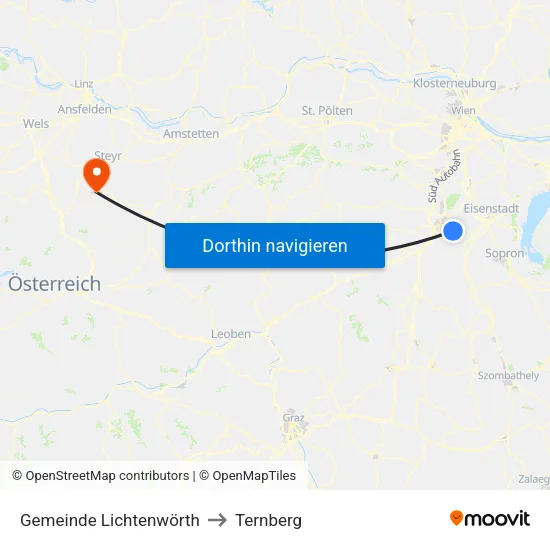 Gemeinde Lichtenwörth to Ternberg map