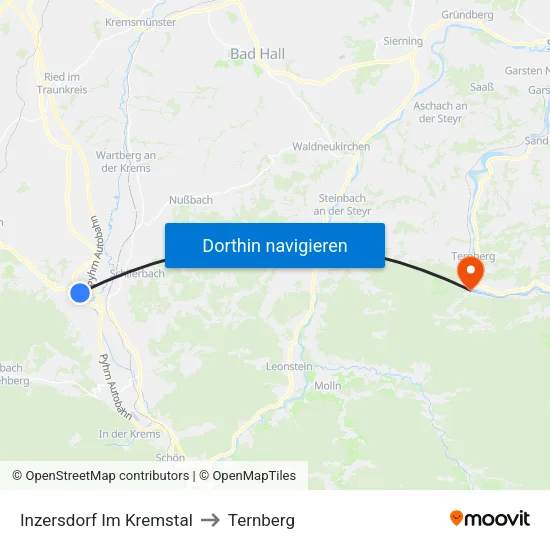 Inzersdorf Im Kremstal to Ternberg map