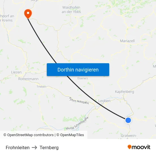 Frohnleiten to Ternberg map