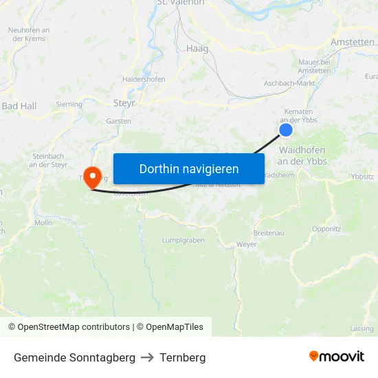 Gemeinde Sonntagberg to Ternberg map