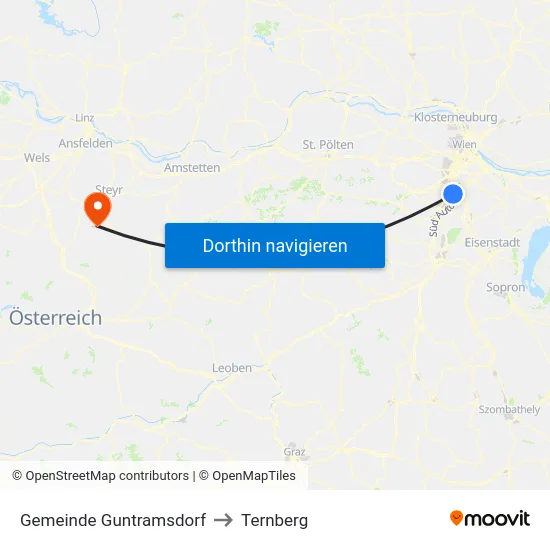 Gemeinde Guntramsdorf to Ternberg map
