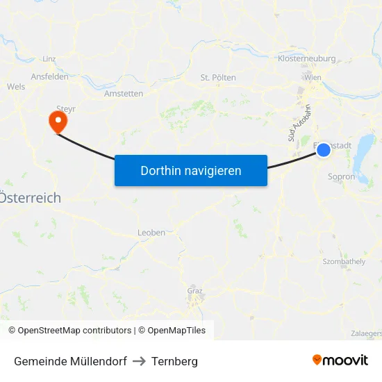 Gemeinde Müllendorf to Ternberg map