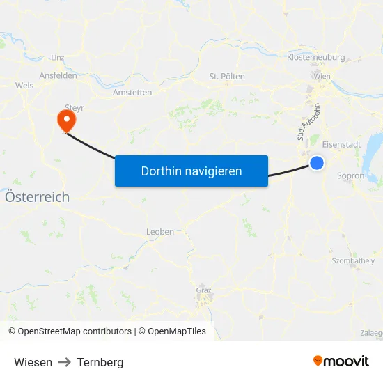 Wiesen to Ternberg map