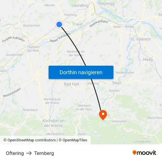 Oftering to Ternberg map