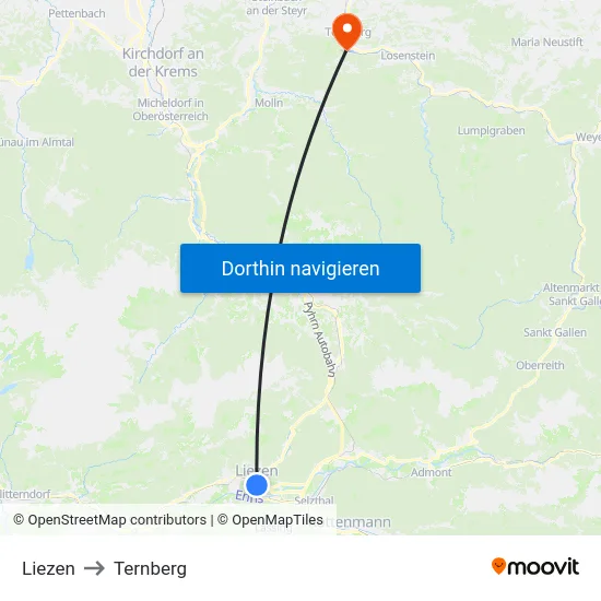 Liezen to Ternberg map