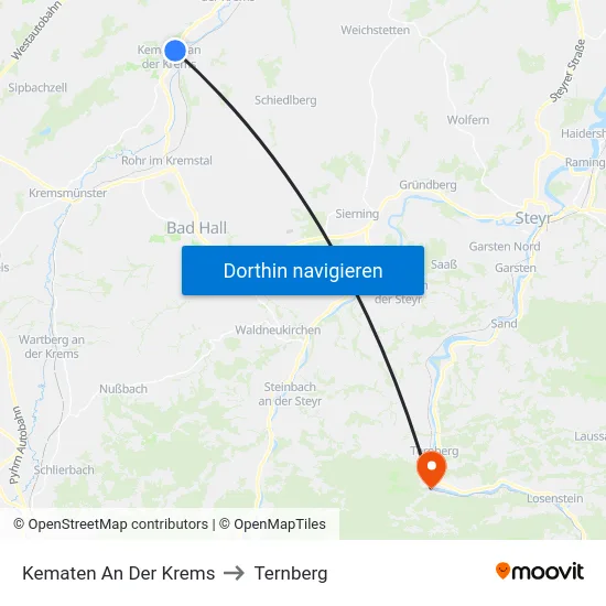 Kematen An Der Krems to Ternberg map