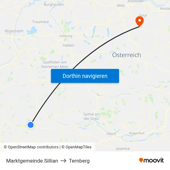 Marktgemeinde Sillian to Ternberg map