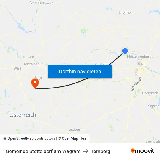 Gemeinde Stetteldorf am Wagram to Ternberg map