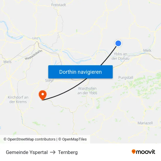 Gemeinde Yspertal to Ternberg map