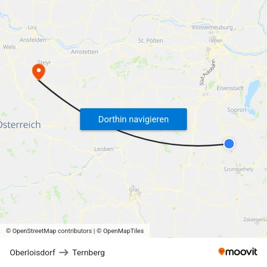 Oberloisdorf to Ternberg map