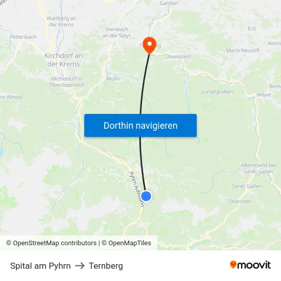 Spital am Pyhrn to Ternberg map