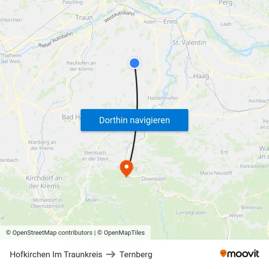 Hofkirchen Im Traunkreis to Ternberg map