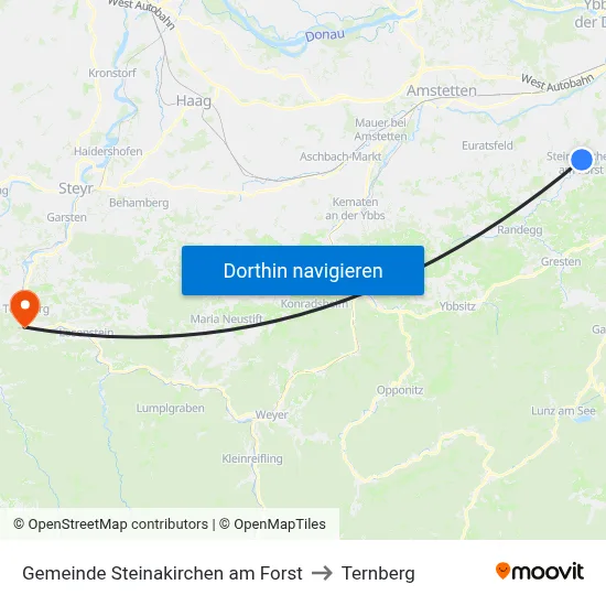 Gemeinde Steinakirchen am Forst to Ternberg map