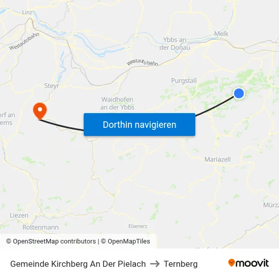 Gemeinde Kirchberg An Der Pielach to Ternberg map