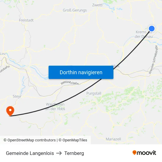 Gemeinde Langenlois to Ternberg map